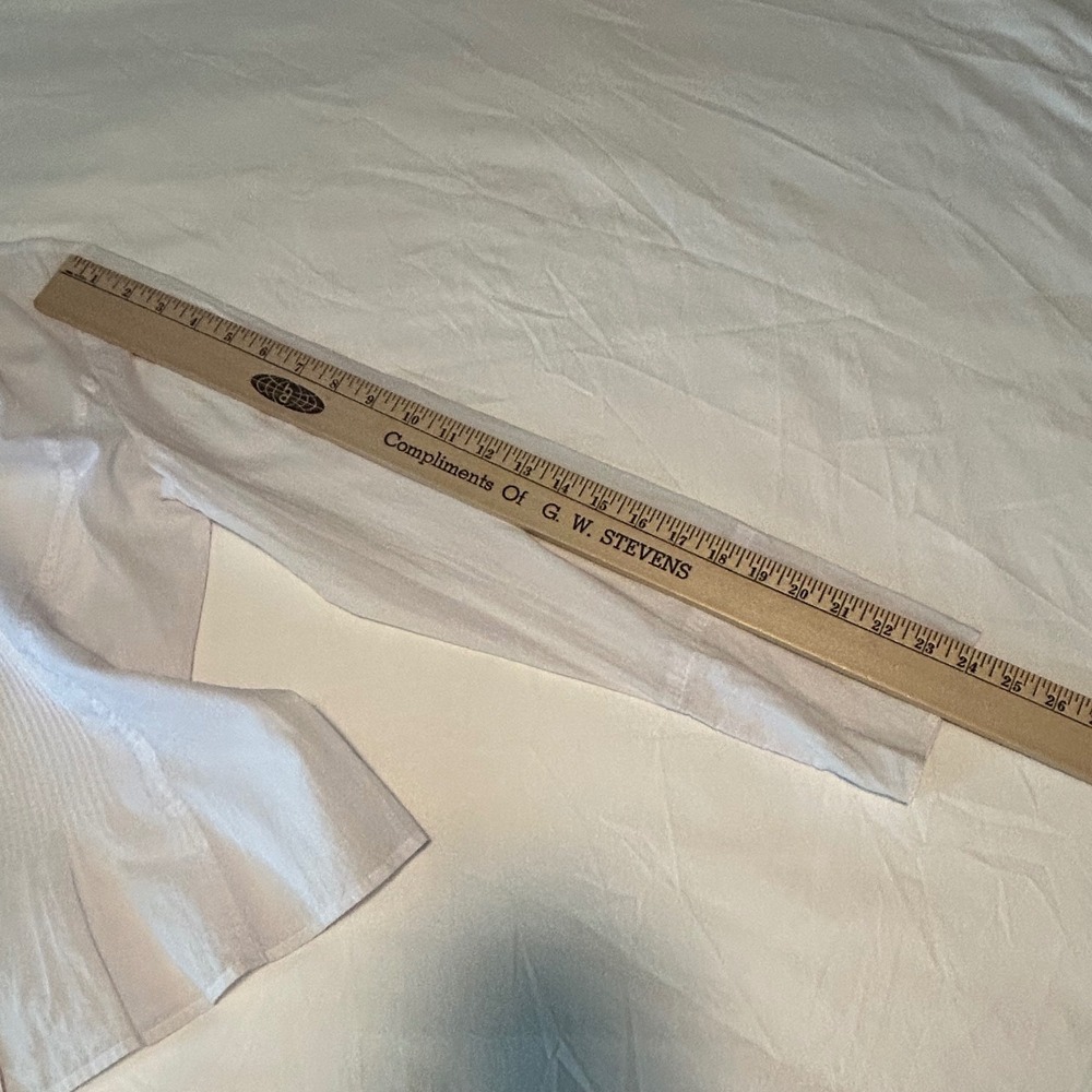 Sundance White Cotton Long Sleeve Button‎ Front Blouse Ruffle Trim Size 12 - Picture 14 of 15